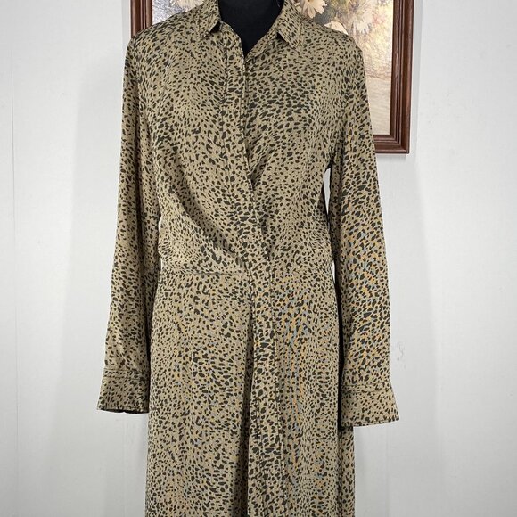 rag & bone Dresses & Skirts - Rag & Bone 100% Silk Karen Wrap Dress Women's 8 Olive Leopard Print NWT